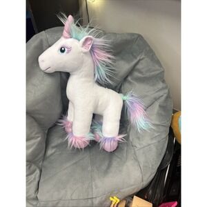 Build A Bear Workshop Pretty Pink White Sparkle Unicorn 16" Plush Stuffed Animal